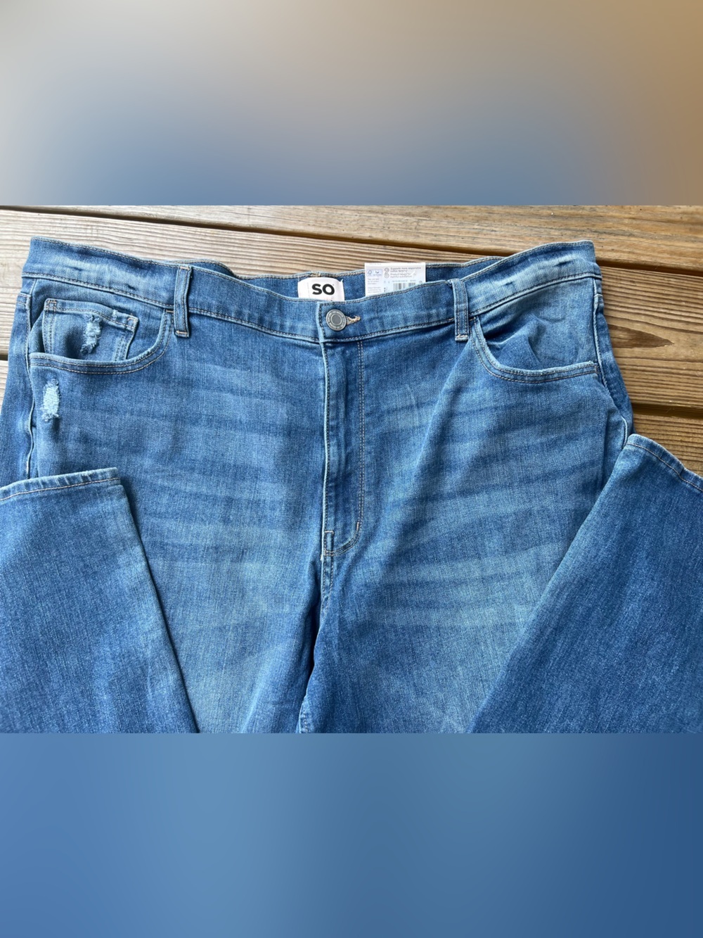 SO Super Stretch High Rise Wide Leg Blue Jeans Size 24 - Picture 7 of 10
